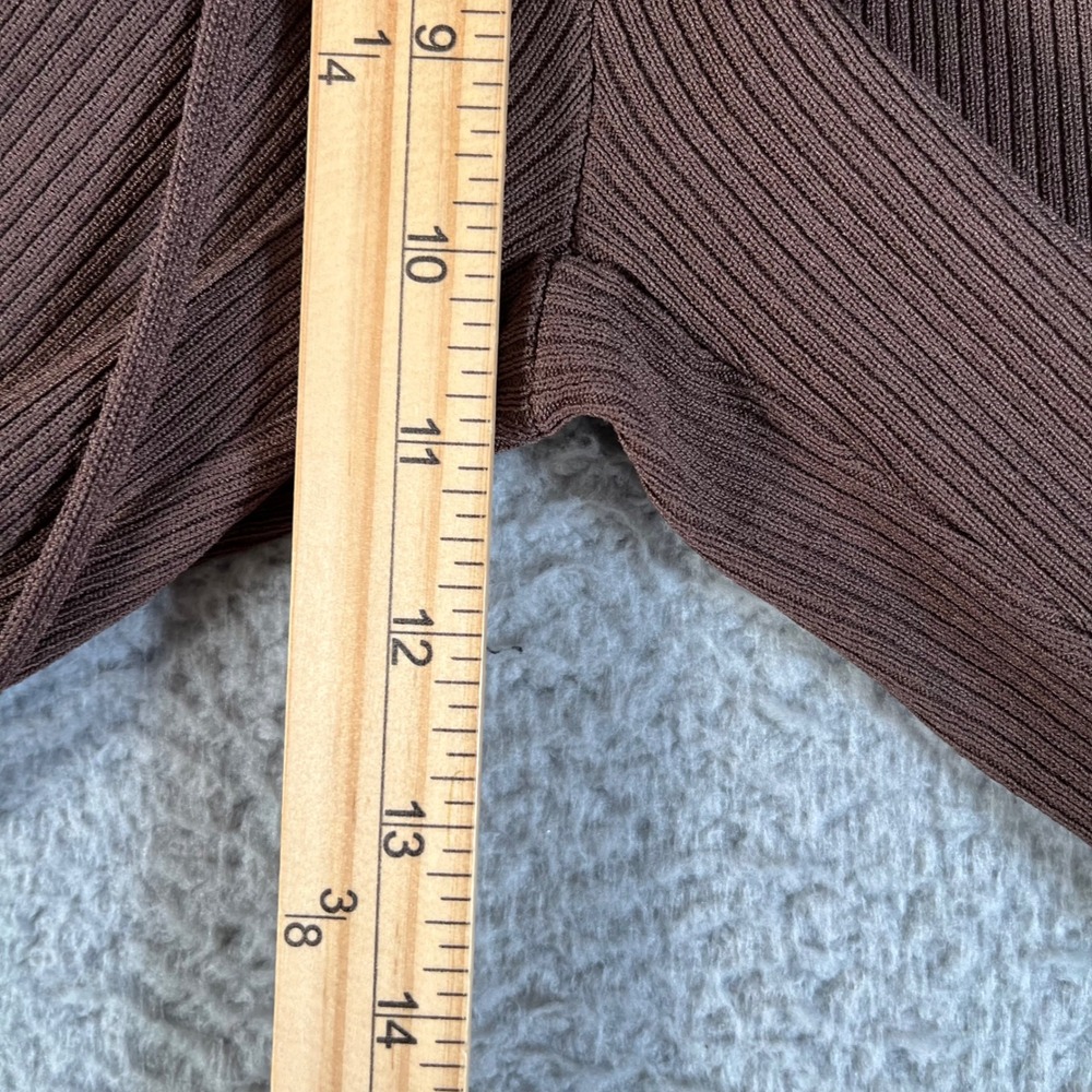 I.AM.GIA Brown Ribbed Knit Flare Pants Side Slit Small Drawstring High Rise - Picture 7 of 11